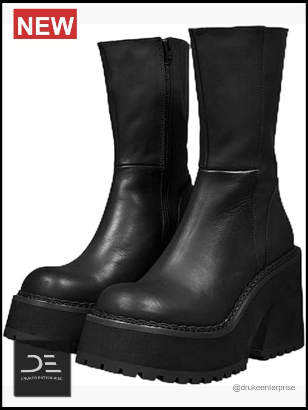 Chunky Heel Platform Ankle Boots - Lace Up Zipper Combat Booties Fashion Work
